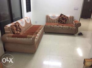 Brown Striped Padded Sofa tijori,semi washing machine Fix