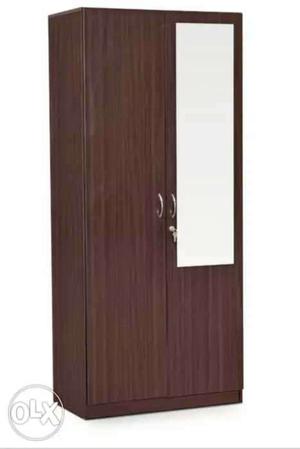 Brown Wooden 2-door Wardrobe With Mirror and Quick Delivery