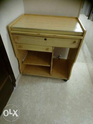 Brown Wooden Single-drawer End Table