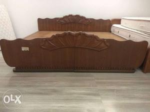 Brown color double bed: length - 78" width - 7