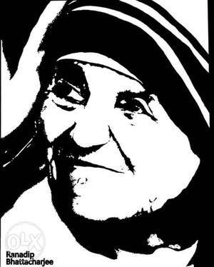 Drawn by ME.The world famous Mother Teresa.Portrait of her.