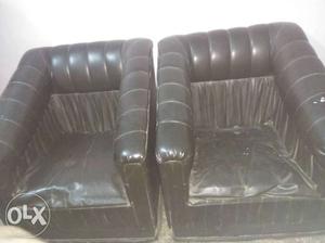 Five Seater Black Leather Sofa Chairs
