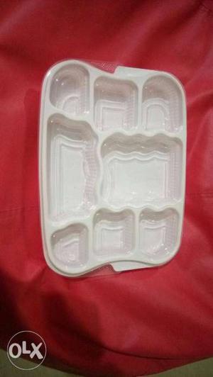 Food disposable tray with 8 compartment lunch