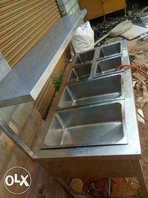 Gray Stainless Steel Bain-Marie Counter