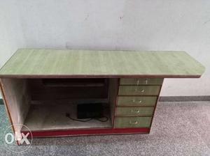 Leaf green colour, spacious 5 drawers office table