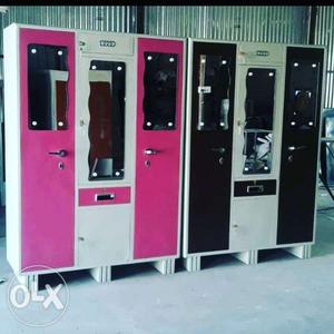 Pink And Black Wooden Cabinets