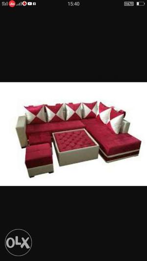 Red And White Fabric Sectional Sofa Screenshot