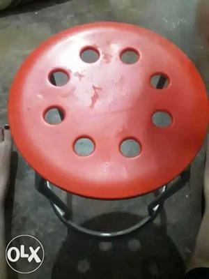 Round Red Steel Chair