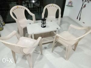 White Wooden Dining Table Set