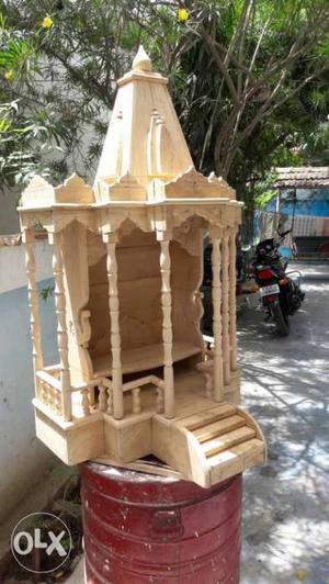 White Wooden Pooja Mandir Altar