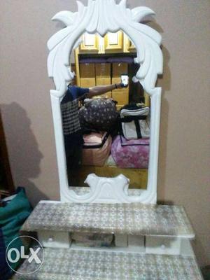 White Wooden Vanity Table With Mirror