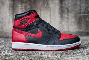 Black And Red Nike Air Jordan 1 Shoe