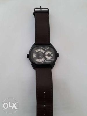 Black Chronograph Watch With Black Strap