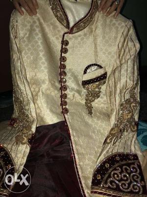 Brown And Maroon Sherwani Dress