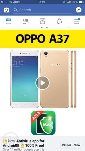 OPPO A37 gold and wite good kandisan one hand chala hua