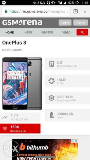 Oneplus 3 neat and clean with full box.