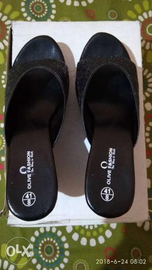 Pair Of Black Open Toe Sandals