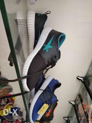 Pair Of Black-and-teal Low-top Sneakers