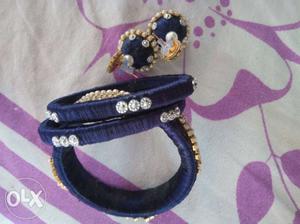 Three Purple Silk Thread Bracelets