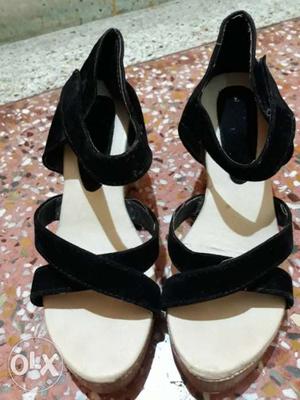 Black-and-beige Open-toe Heeled Sandals
