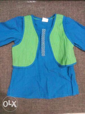 Blue and green Kurta Payjama for baby boya size: