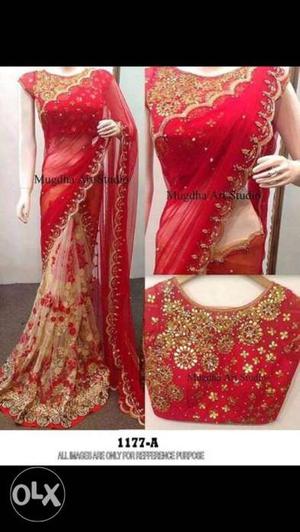 Fabric Georgette &net embroidery work & stone work