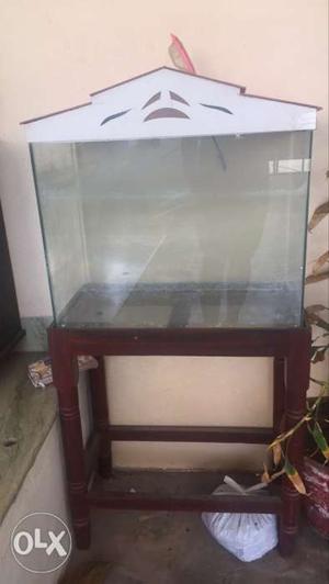 Fish tank with wooden stand
