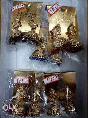 Five Pairs Of Brown Silk Thread Jhumka Earrings(125 each)