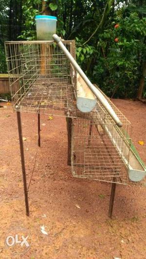 Gray Metal Poultry Cage