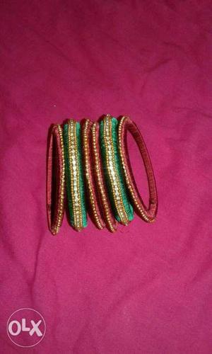 Green, Red, And Beige Bracelet