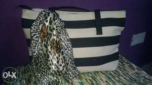 New White And Black stripped bag
