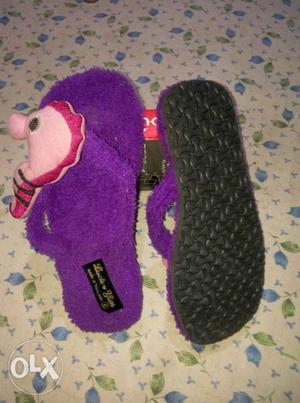 Pair Of Purple-and-black Knitted Shoes