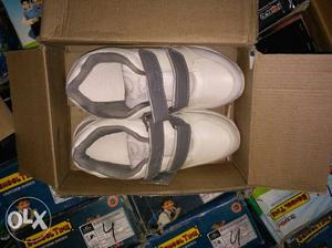 Pair Of White Low-top Sneakers With Box