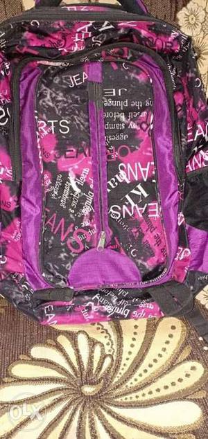 Pink And Black Floral school and college bag Fully new..