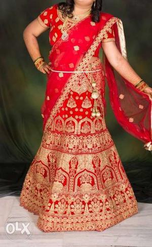 Red bridal lehenga with elegant look