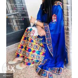 Women's Blue, Red, And Yellow Traditional Dress