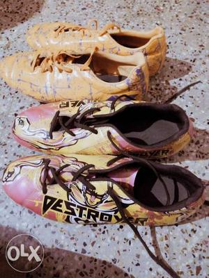 2 pairs of football shoes new one time used.