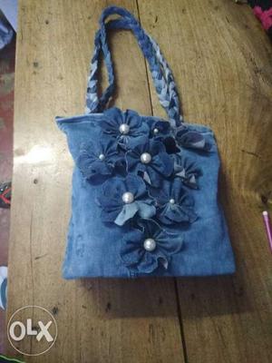 A stylish denim handmade handbag