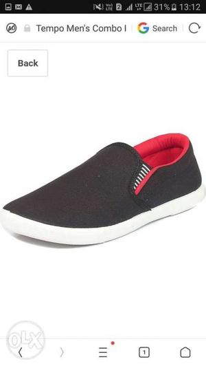 Black And Red Slip-on Shoe