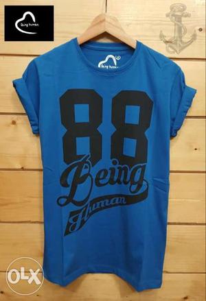 Brand New Being Human Blue And Black Crew-neck T-shirt