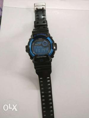 Casio G shock Round Black & Blue Digital Watch With Black