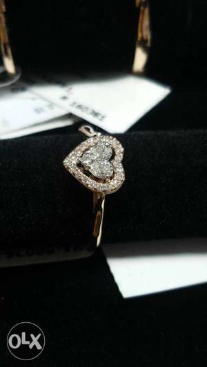 Original diamond Ring pink gold Heart shape