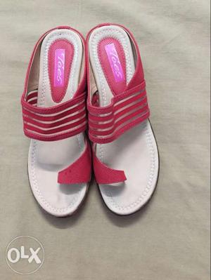Pair Of White-and-pink Sandals