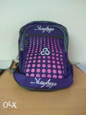 Purple And Pink Skybags Polka-dot Backpack