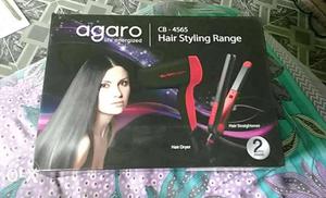 Red Agaro Corded Hair Flat Iron And Blower Box