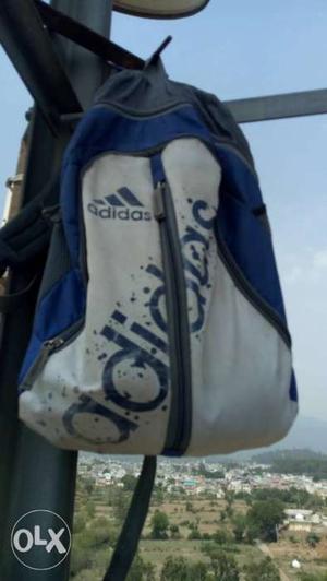 White And Blue Adidas Backpack