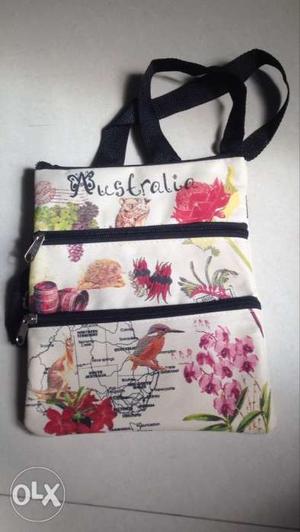 White And Pink Floral Sling Bag brought from Australia