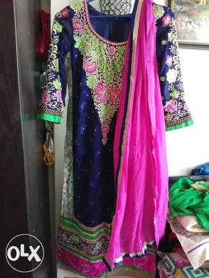 Women's Purple And Yellow Floral Traditional Dress
