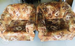 3+1+1 sofaset, brown colour fabric sofa in good