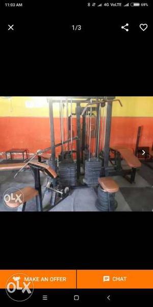 6 station gym, cable cross,leg press,Smith machine